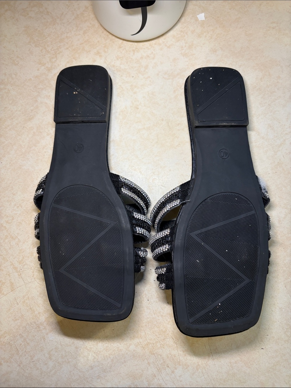 Black Rhinestone Slide Sandals - Picture 2 of 2